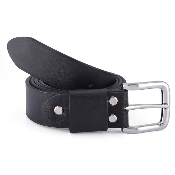 Black Finish Buffalo Full Grain Thick Heavy Leather Belt - Free Personalization - Picture 4 of 14